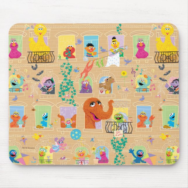 Mousepad Padrão de Janelas do Prédio da Rua Sésamo (Frente)