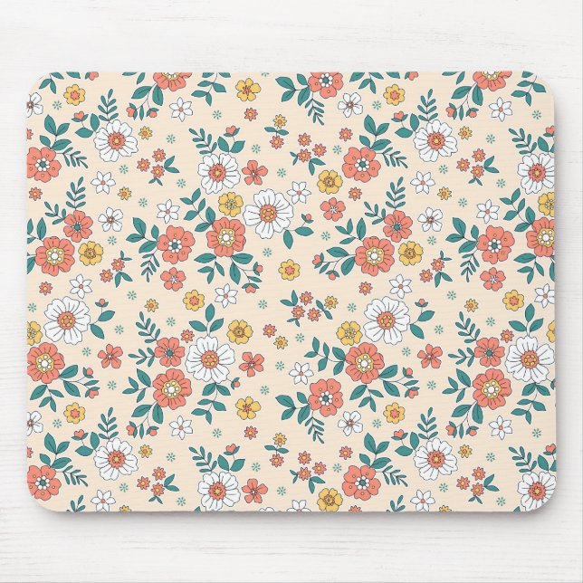 Mousepad Padrão de Jardim da Flor Coral (Frente)