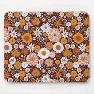 Mousepad Padrão de Jardim da Flor do Groovy Retro