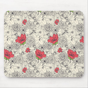 Mousepad Padrão de Jardim Flor Poppy
