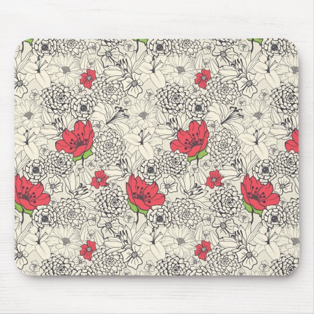 Mousepad Padrão de Jardim Flor Poppy (Frente)
