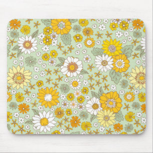 Mousepad Padrão de Jardim Floral Amarelo