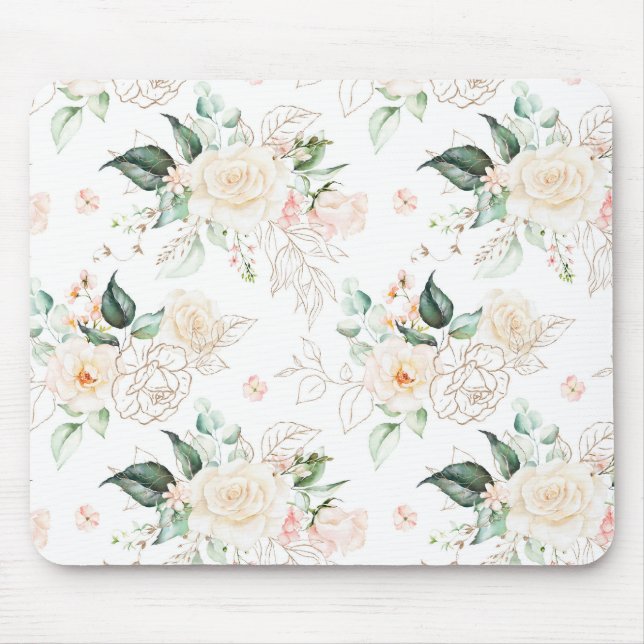 Mousepad Padrão de Jardim Floral rosa (Frente)