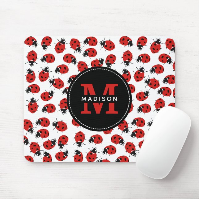 Mousepad Padrão de Ladybug Vermelho Cute (Com mouse)