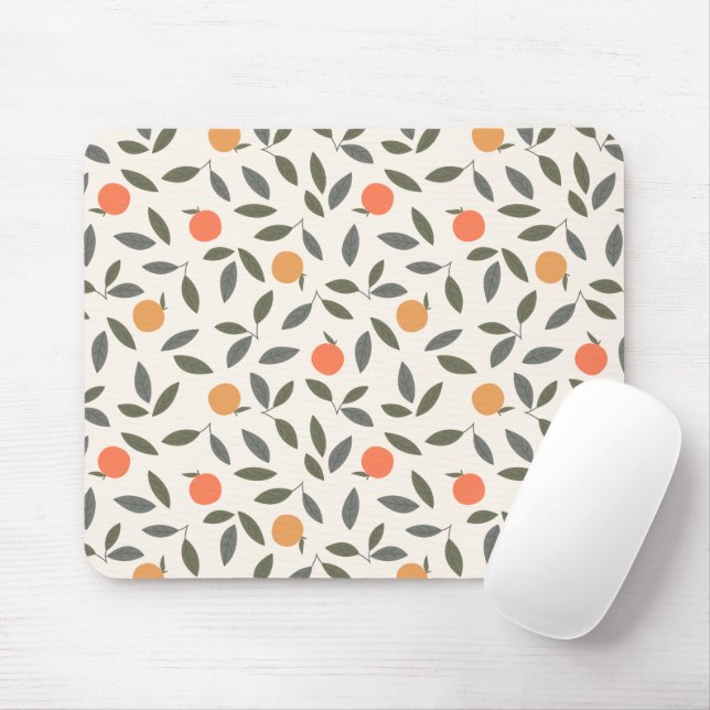 Mousepad Padrão de Laranja e Folhas (Com mouse)