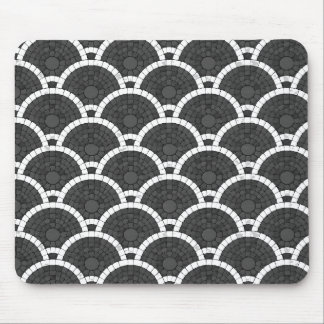Mousepad Padrão de Leque de Paralelepípedos Preto e Branco