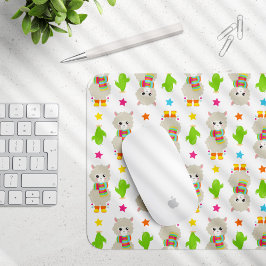 Mousepad Padrão De Lhamas, Lhamas Cutas, Alpacas, Cactus