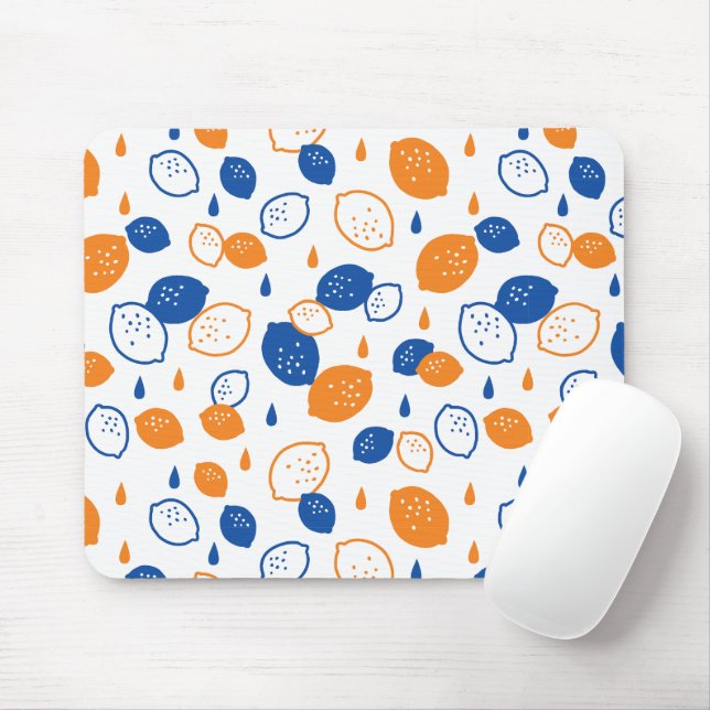 Mousepad Padrão de limão azul e laranja, com Frutas empinad (Com mouse)