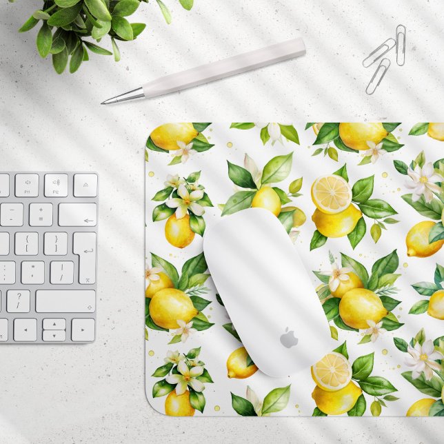 Mousepad Padrão de limão, flores de limão, folhas, citrinos (Criador carregado)