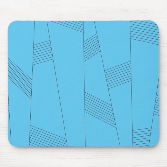Mousepad Padrão de linha abstrato azul, simples, elegante (Frente)