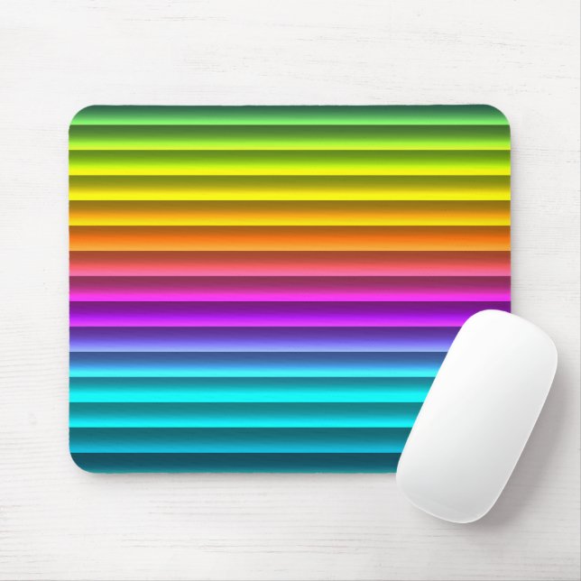 Mousepad Padrão de Listras de Arco-Íris Moderno Divertido (Com mouse)
