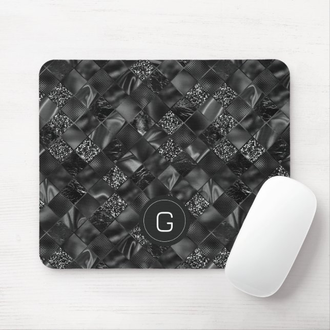 Mousepad Padrão de Literatura Negra Monograma Moderno (Com mouse)