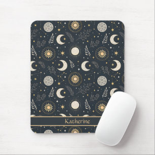 Mousepad Padrão de Lua Celestial Mística Nome Personalizado