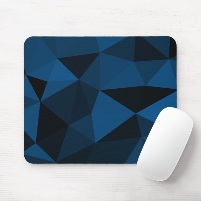 Mousepad Padrão de malha geométrica azul escuro e preto (Com mouse)