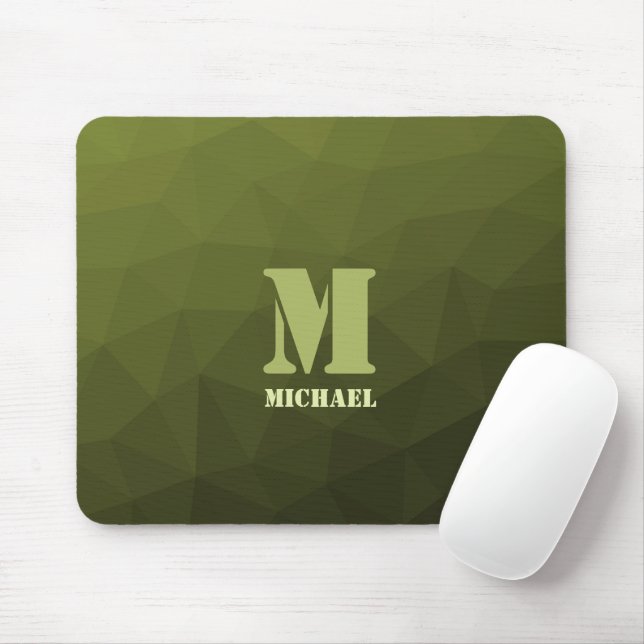 Mousepad Padrão de malha geométrica verde oliva do exército (Com mouse)