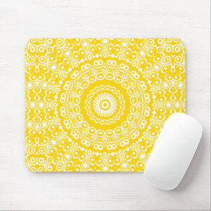 Mousepad Padrão de Mandala Amarelo Dourado