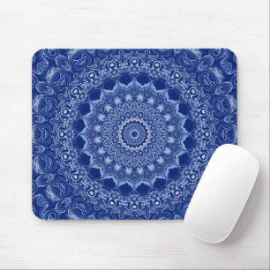 Mousepad Padrão de Mandala Azul com Simetria de Explosão de