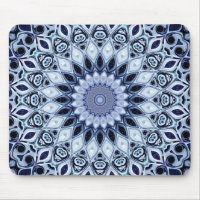 Padrão de Mandala de Caleidoscópio Azul e Branco