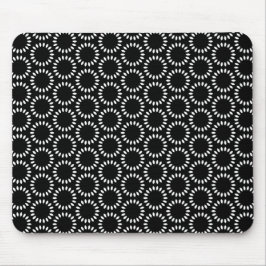Mousepad Padrão de Mandala de Pétalas Preto e Branco Elegan