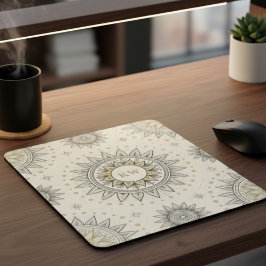 Mousepad Padrão de Mandala Gray Gold