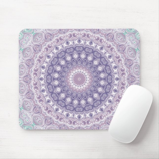 Mousepad Padrão de Mandala Lavanda e Lilás (Com mouse)