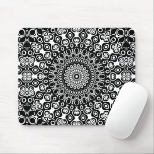 Mousepad Padrão de Mandala Preto e Branco
