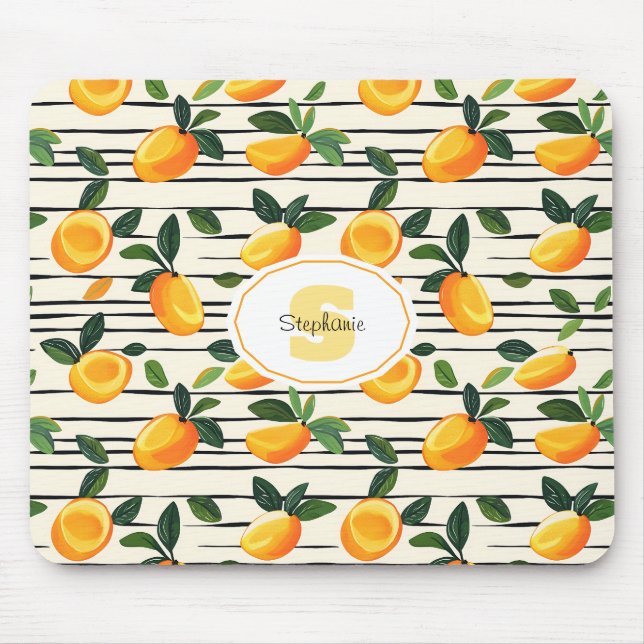 Mousepad Padrão de Manga de Aquarela com Folhas Verdes (Frente)