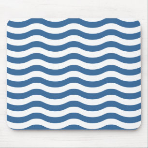 Mousepad Padrão de Marinho de Onda Azul Branco Personaliza