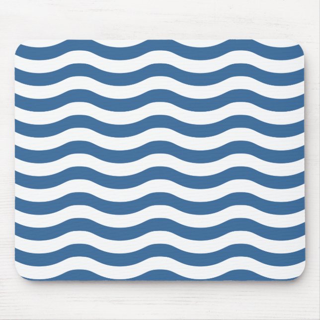 Mousepad Padrão de Marinho de Onda Azul Branco Personalizar (Frente)