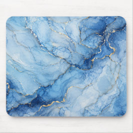 Mousepad Padrão de mármore azul com veias douradas em aquar