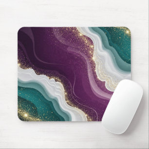 Mousepad Padrão de Mármore com Brilho Dourado de Luxo