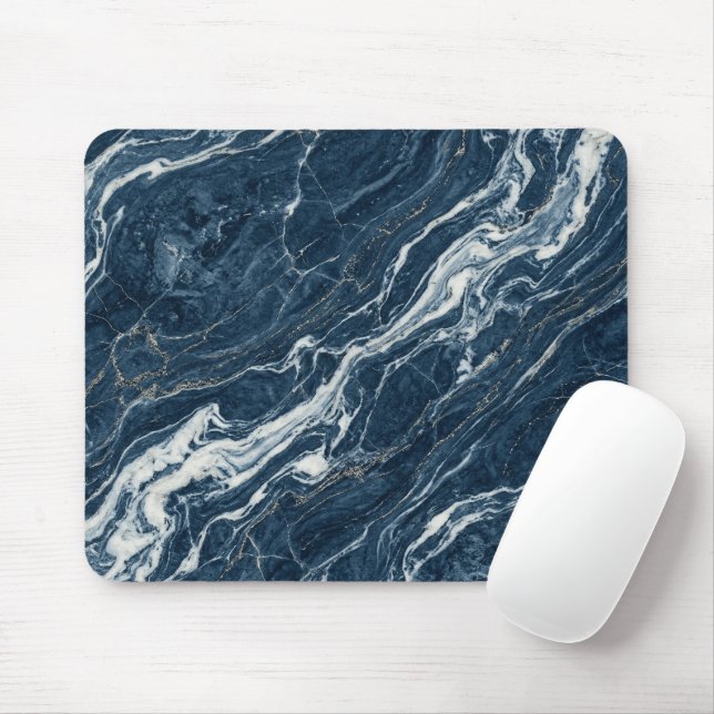 Mousepad Padrão de Mármore Oceânico Estilo Moderno Elegante (Com mouse)