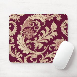 Mousepad Padrão de Maroon e Beige Vintage
