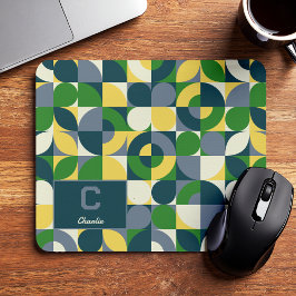 Mousepad Padrão de Monograma Geométrico Abstrato Bauhaus Mo