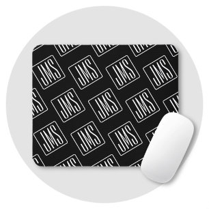 Mousepad Padrão de Monograma Moderno   Preto e Branco