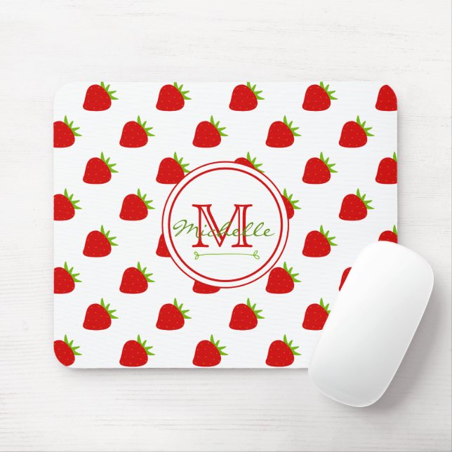Mousepad Padrão de Morango Cuto (Com mouse)