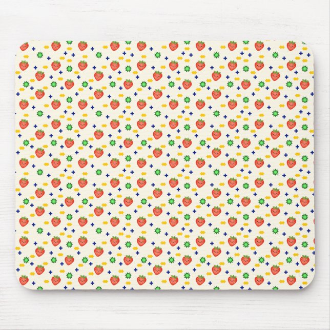 Mousepad Padrão de Morango Fofo (Frente)