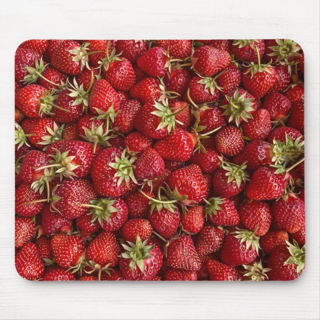 Mousepad Padrão de Morango Fresco Maduro (Frente)