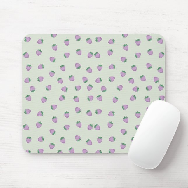 Mousepad Padrão de Morangos Roxos (Com mouse)