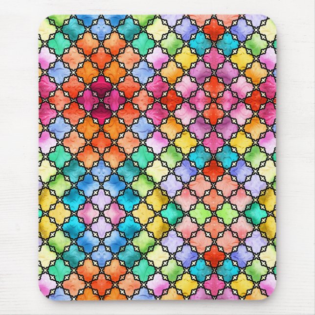 Mousepad Padrão de mosaico arco-íris (Frente)