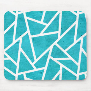 Mousepad Padrão de mosaico azul-esverdeado e branco