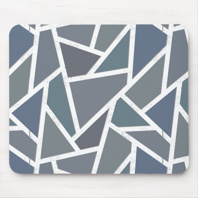 Mousepad Padrão de mosaico de cinza azul (Frente)