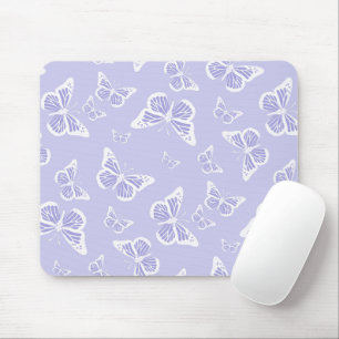 Mousepad Padrão de Motif de Borboleta Lilac Roxo e Branca