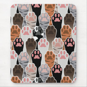 Mousepad Padrão de muitas patas de gatos