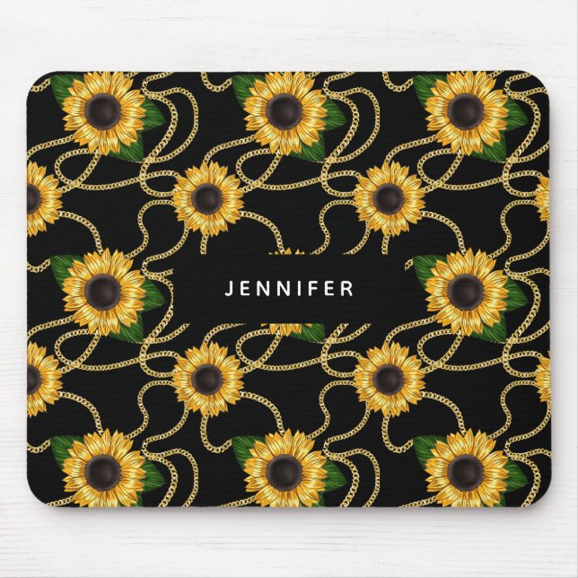 Mousepad Padrão de Na moda de Girassóis Amarelos Clássicos  (Frente)