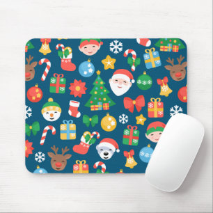 Mousepad Padrão de Natal animado em azul
