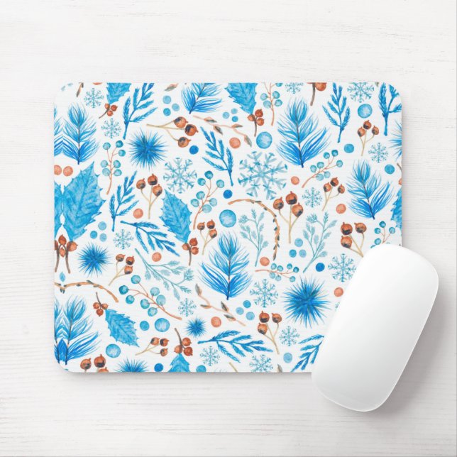 Mousepad Padrão de Natal Azul (Com mouse)