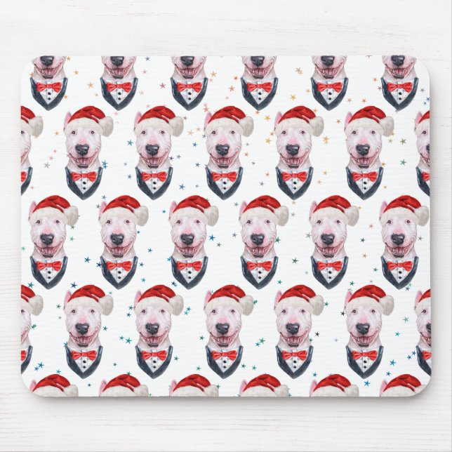 Mousepad Padrão de Natal de Cachorro Bull Terrier Fofo (Frente)