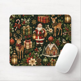 Mousepad Padrão de Natal Luxuoso Vintage de Férias
