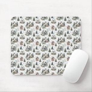 Mousepad Padrão de Nevasca de Cabana de Inverno